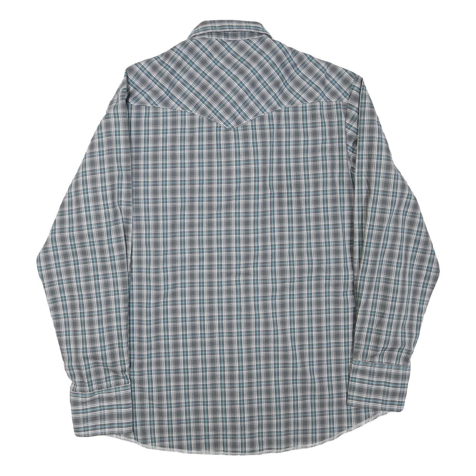 WRANGLER Mens Blue & Green Check Shirt L Western Style Casual Button Up