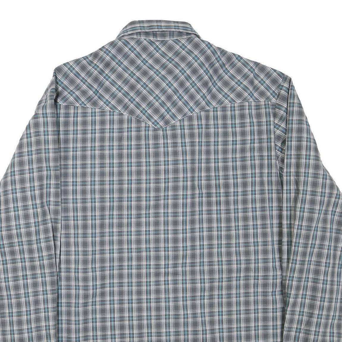 WRANGLER Mens Blue & Green Check Shirt L Western Style Casual Button Up