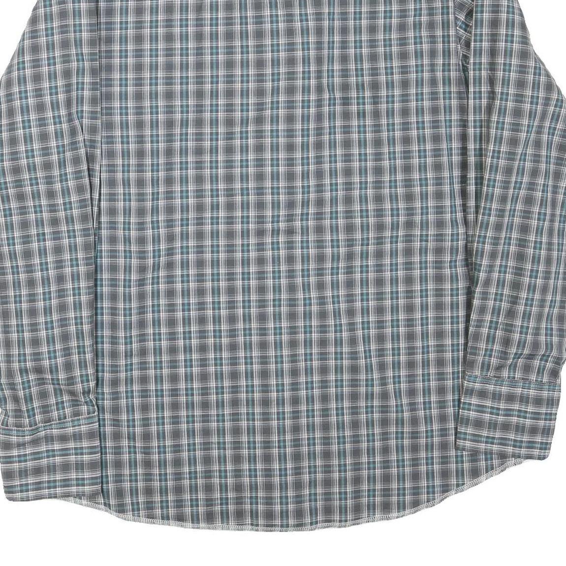 WRANGLER Mens Blue & Green Check Shirt L Western Style Casual Button Up