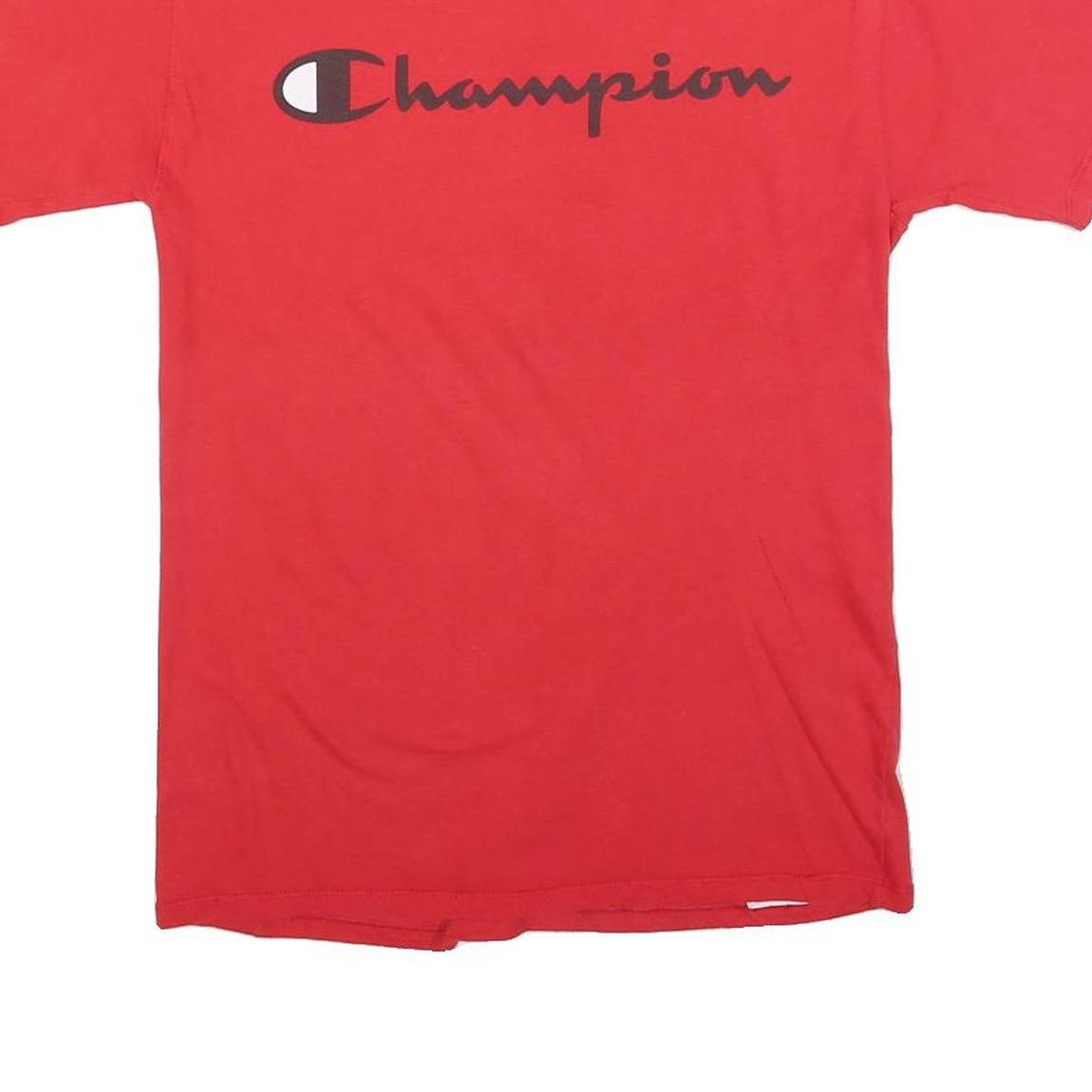 CHAMPION Mens Red Graphic T-Shirt S Short Sleeve Crew Neck Cotton Blend