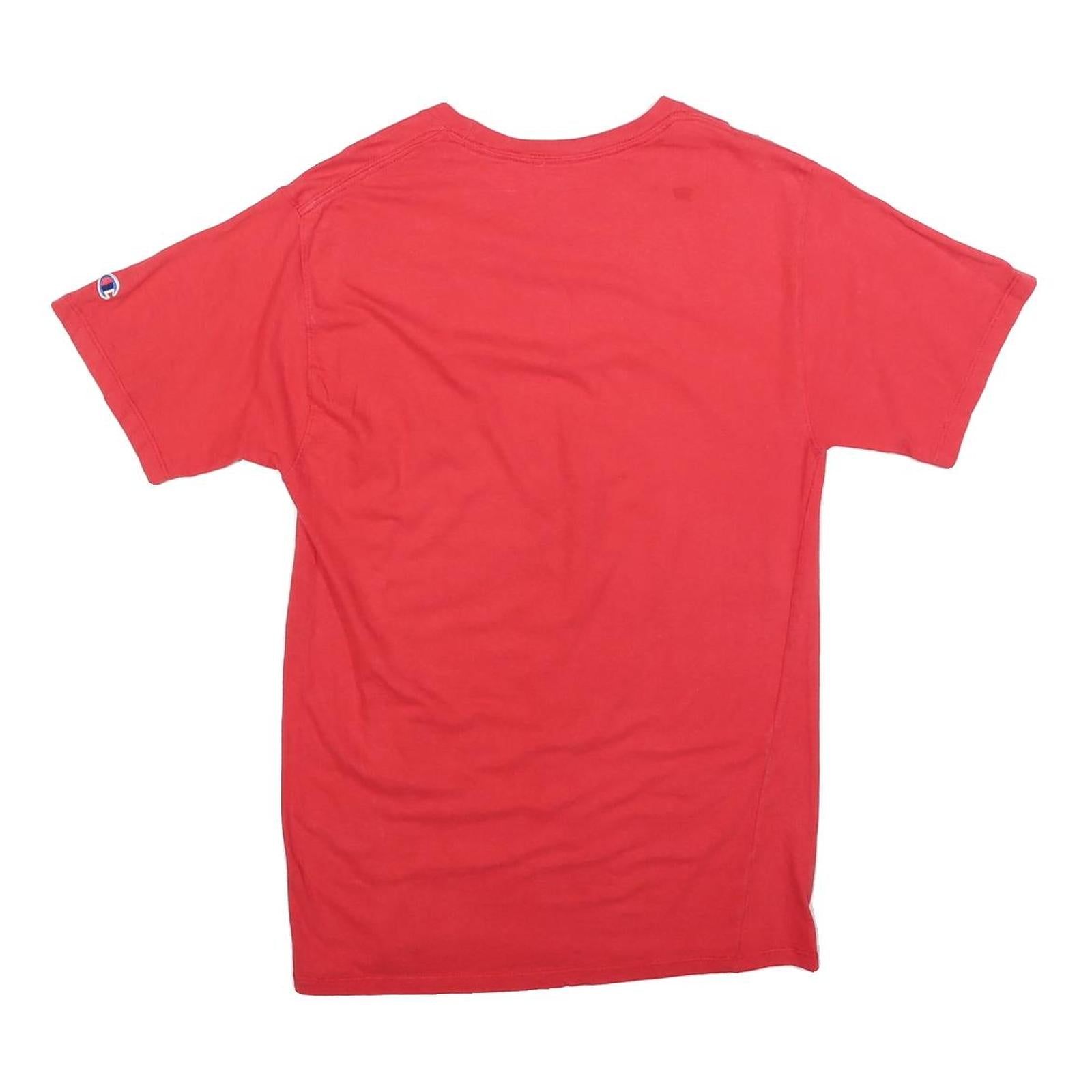 CHAMPION Mens Red Graphic T-Shirt S Short Sleeve Crew Neck Cotton Blend