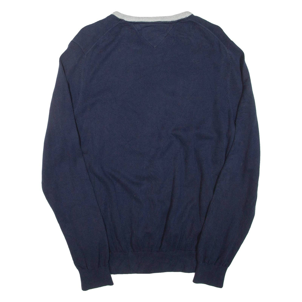 TOMMY HILFIGER Mens Patterned Jumper Blue Tight Knit L