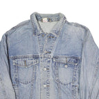 Mens Blue Cotton Denim Jacket S Button Closure Classic Fit Casual Outerwear