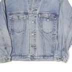 Mens Blue Cotton Denim Jacket S Button Closure Classic Fit Casual Outerwear