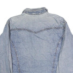 Mens Blue Cotton Denim Jacket S Button Closure Classic Fit Casual Outerwear