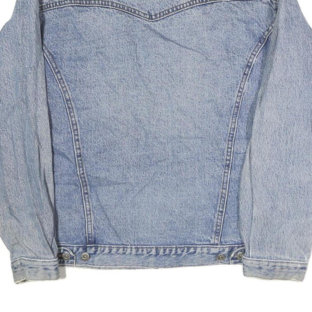 Mens Blue Cotton Denim Jacket S Button Closure Classic Fit Casual Outerwear