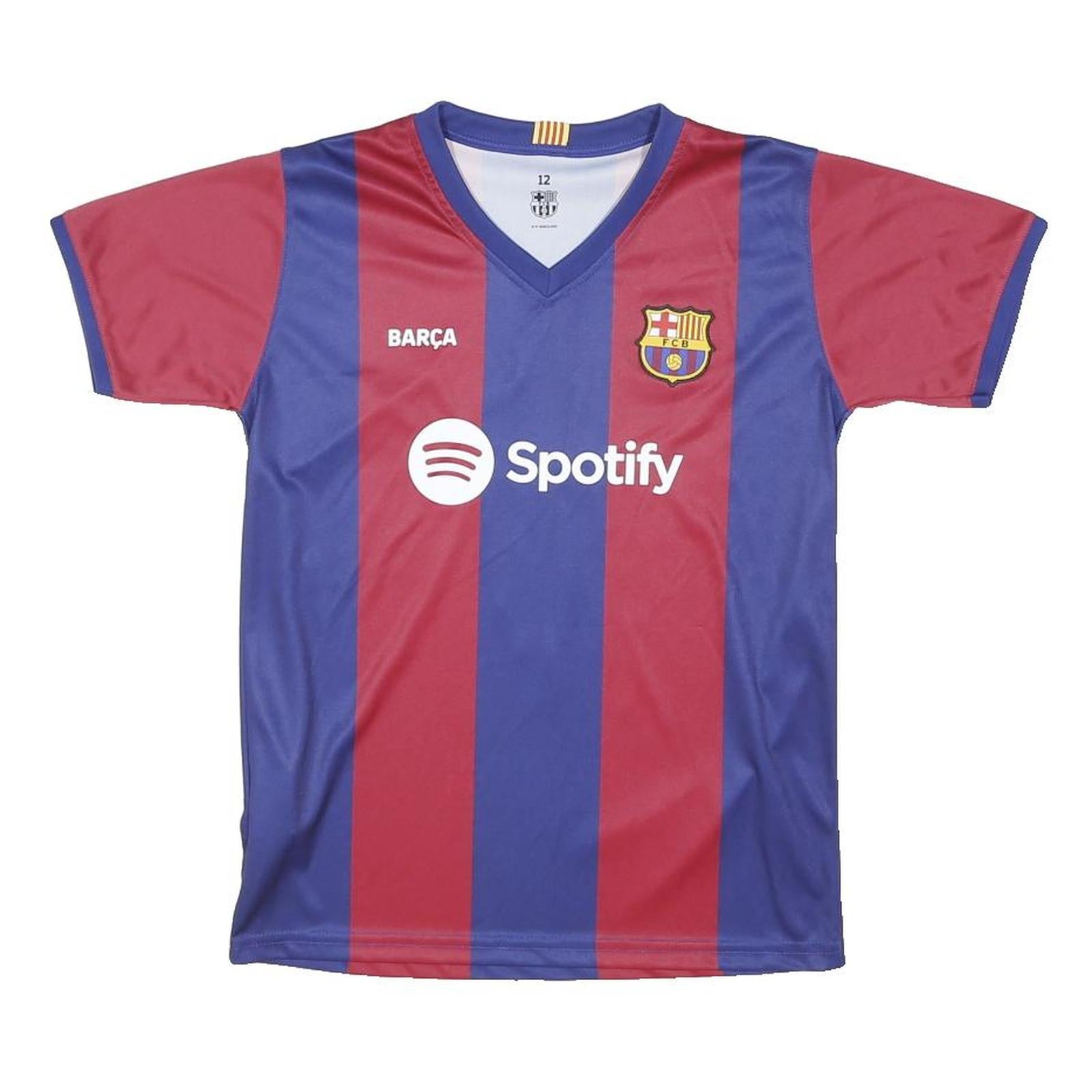 FCB Boys Blue & Red Lewandowski T-Shirt 12Y Short Sleeve V-Neck Football Jersey