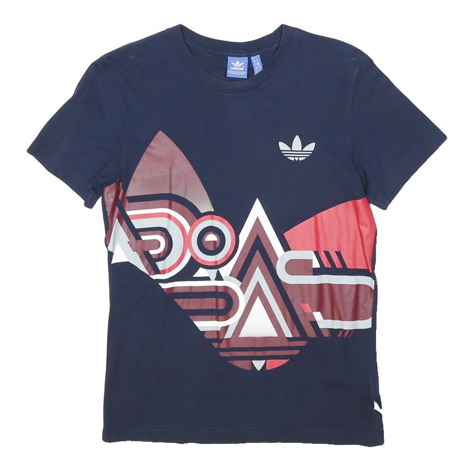 ADIDAS ORIGINALS Mens Navy Blue Graphic T-Shirt S Short Sleeve Crew Neck Logo
