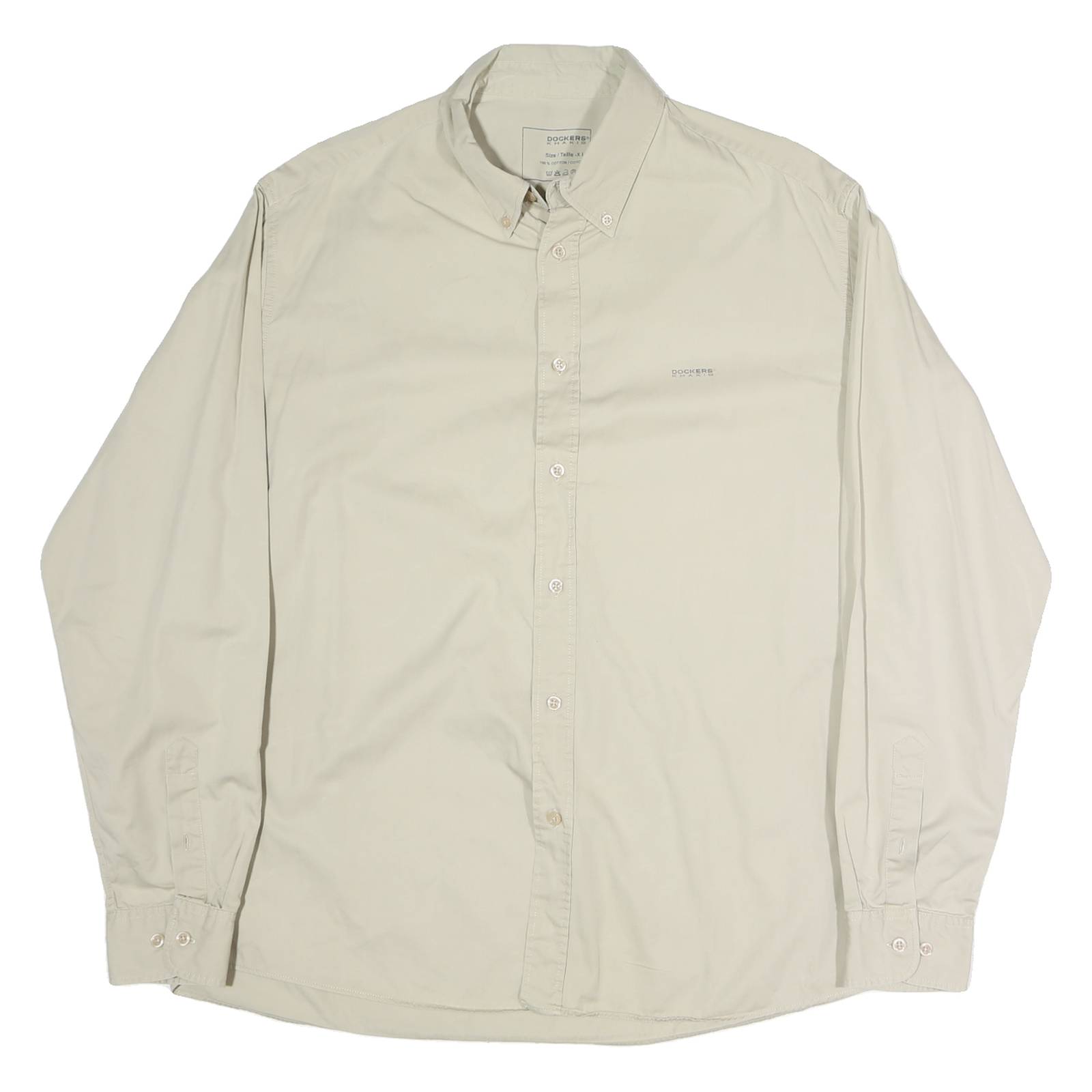 DOCKERS Mens Beige Cotton Button-Down Shirt XL Classic Fit Casual Wear