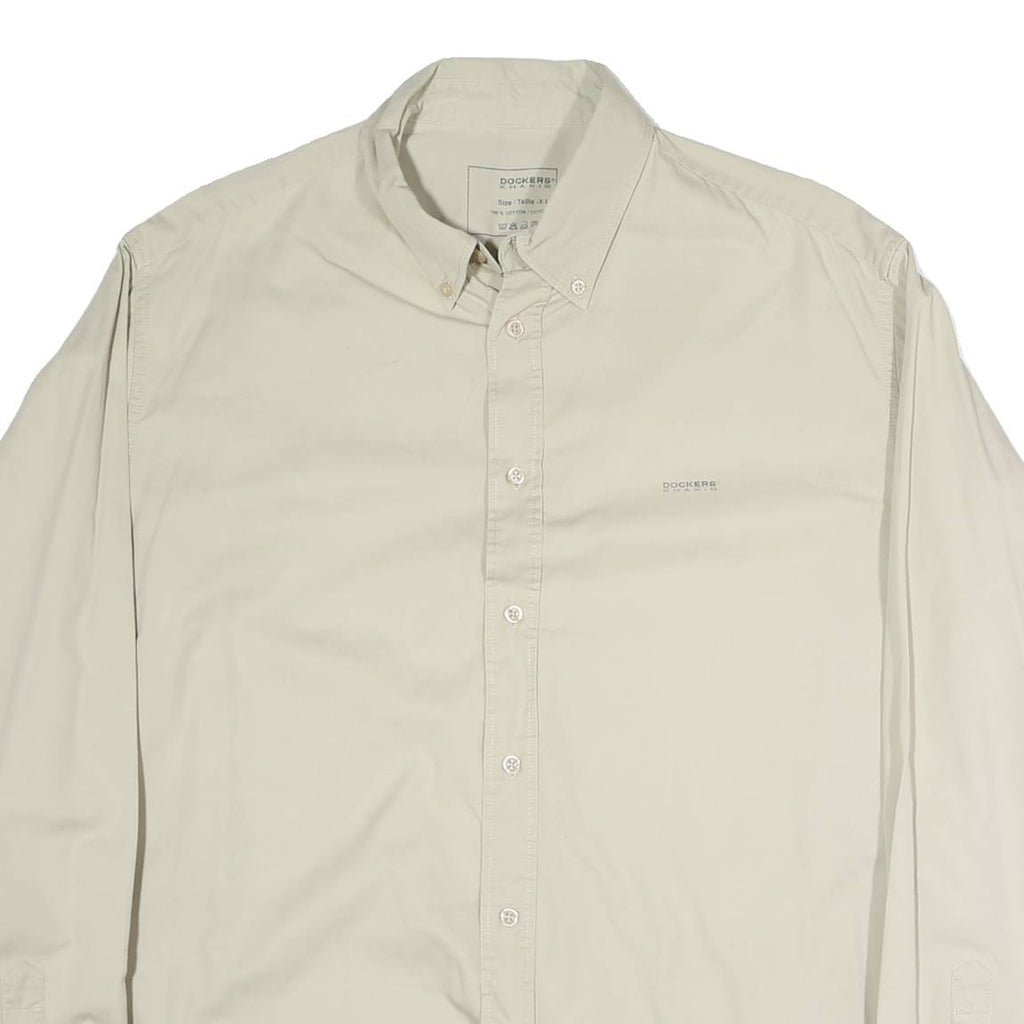 DOCKERS Mens Beige Cotton Button-Down Shirt XL Classic Fit Casual Wear