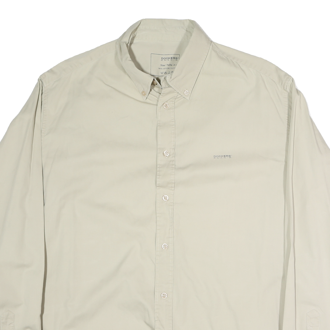 DOCKERS Mens Beige Cotton Button-Down Shirt XL Classic Fit Casual Wear