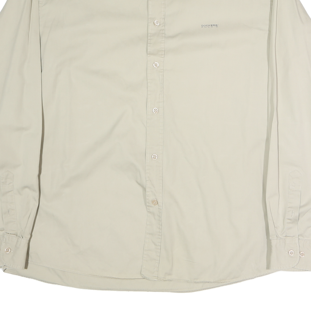 DOCKERS Mens Beige Cotton Button-Down Shirt XL Classic Fit Casual Wear