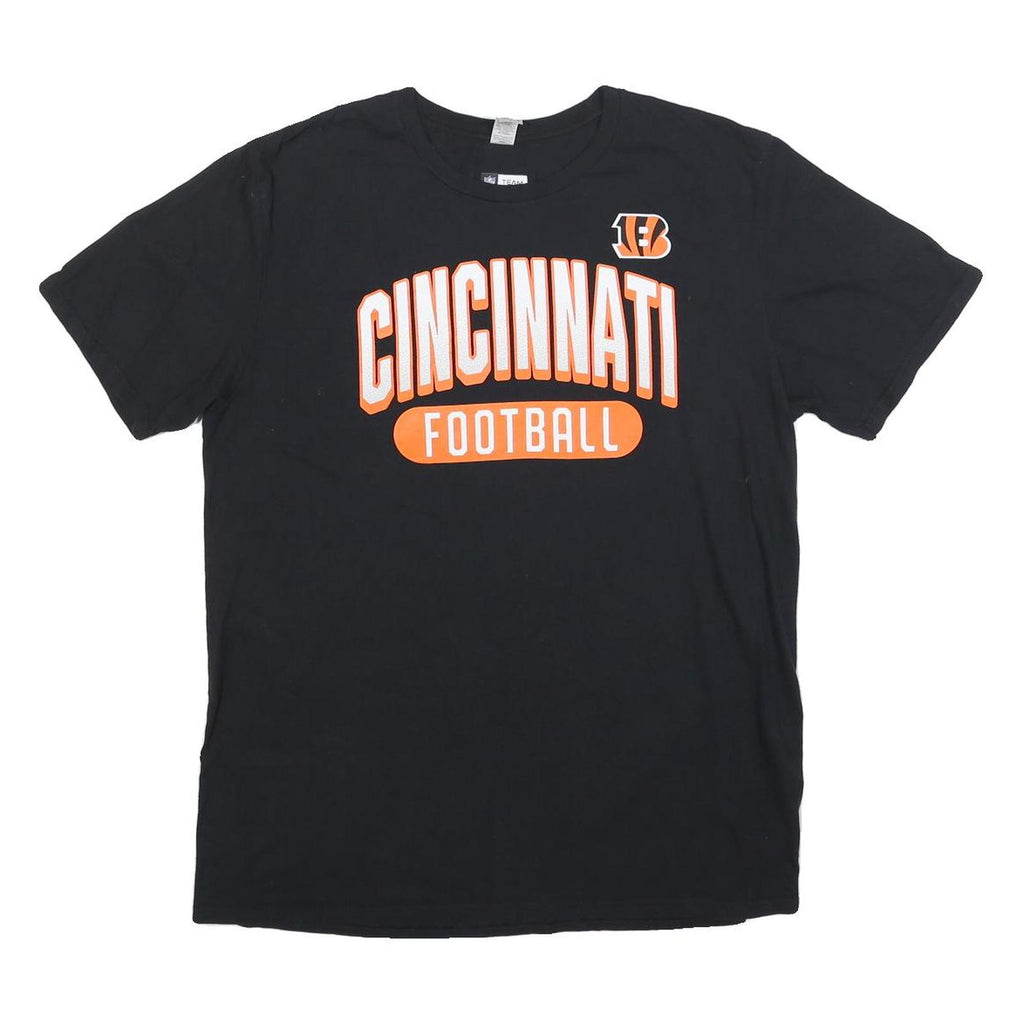 NFL Mens Black Cincinnati Football Graphic T-Shirt L Short Sleeve Crew Neck