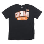 NFL Mens Black Cincinnati Football Graphic T-Shirt L Short Sleeve Crew Neck