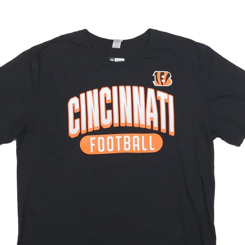 NFL Mens Black Cincinnati Football Graphic T-Shirt L Short Sleeve Crew Neck