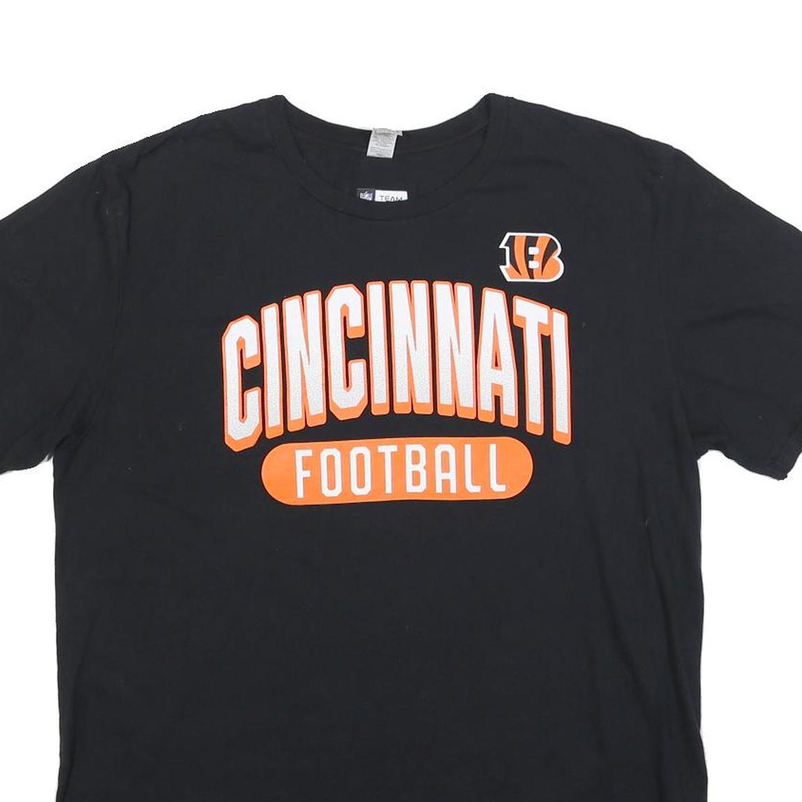 NFL Mens Black Cincinnati Football Graphic T-Shirt L Short Sleeve Crew Neck