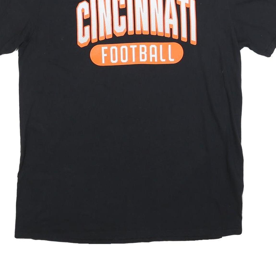 NFL Mens Black Cincinnati Football Graphic T-Shirt L Short Sleeve Crew Neck