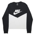 NIKE Womens Black & White Long Sleeve T-Shirt Crew Neck XL Logo Graphic Cotton