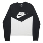 NIKE Womens Black & White Long Sleeve T-Shirt Crew Neck XL Logo Graphic Cotton