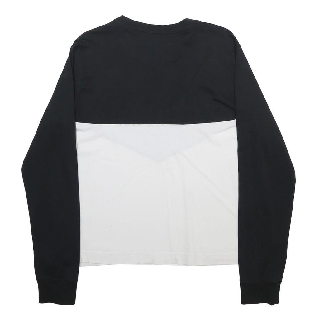 NIKE Womens Black & White Long Sleeve T-Shirt Crew Neck XL Logo Graphic Cotton
