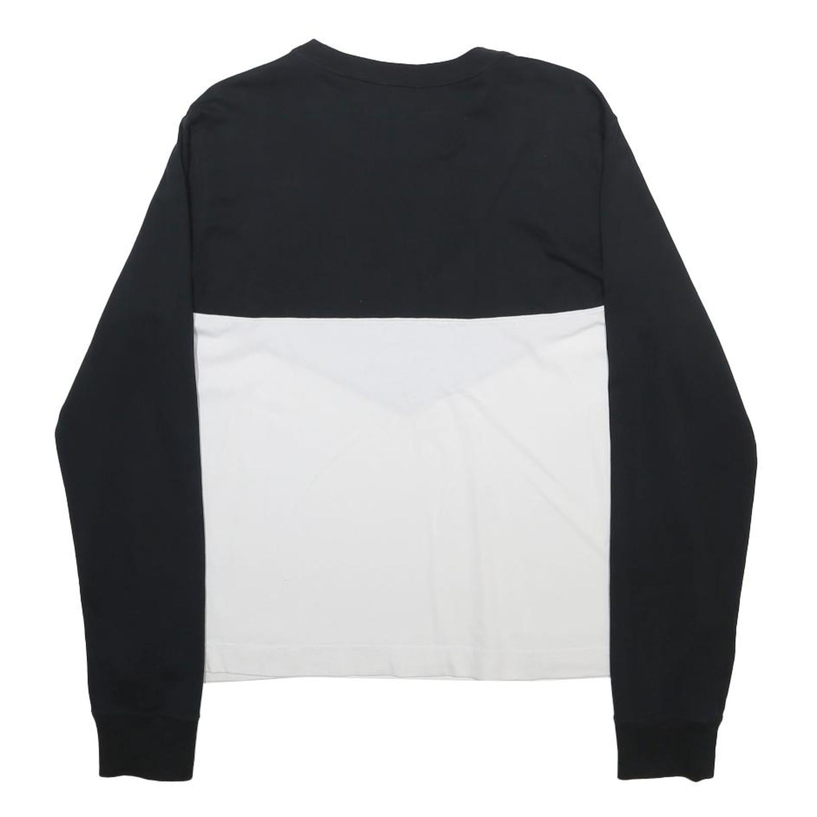 NIKE Womens Black & White Long Sleeve T-Shirt Crew Neck XL Logo Graphic Cotton