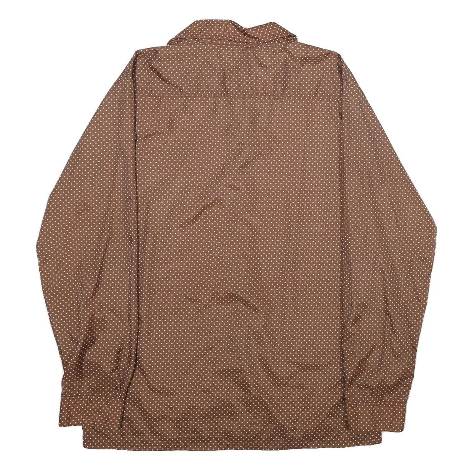 SASKA Mens Brown & White Polka Dot Shirt XL Long Sleeve Button Up Retro