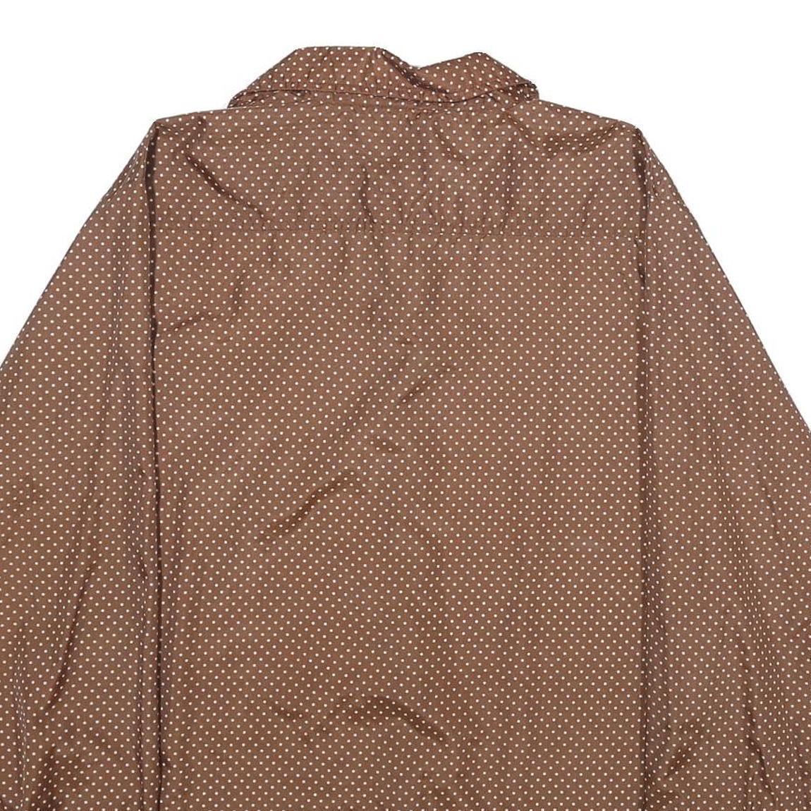 SASKA Mens Brown & White Polka Dot Shirt XL Long Sleeve Button Up Retro