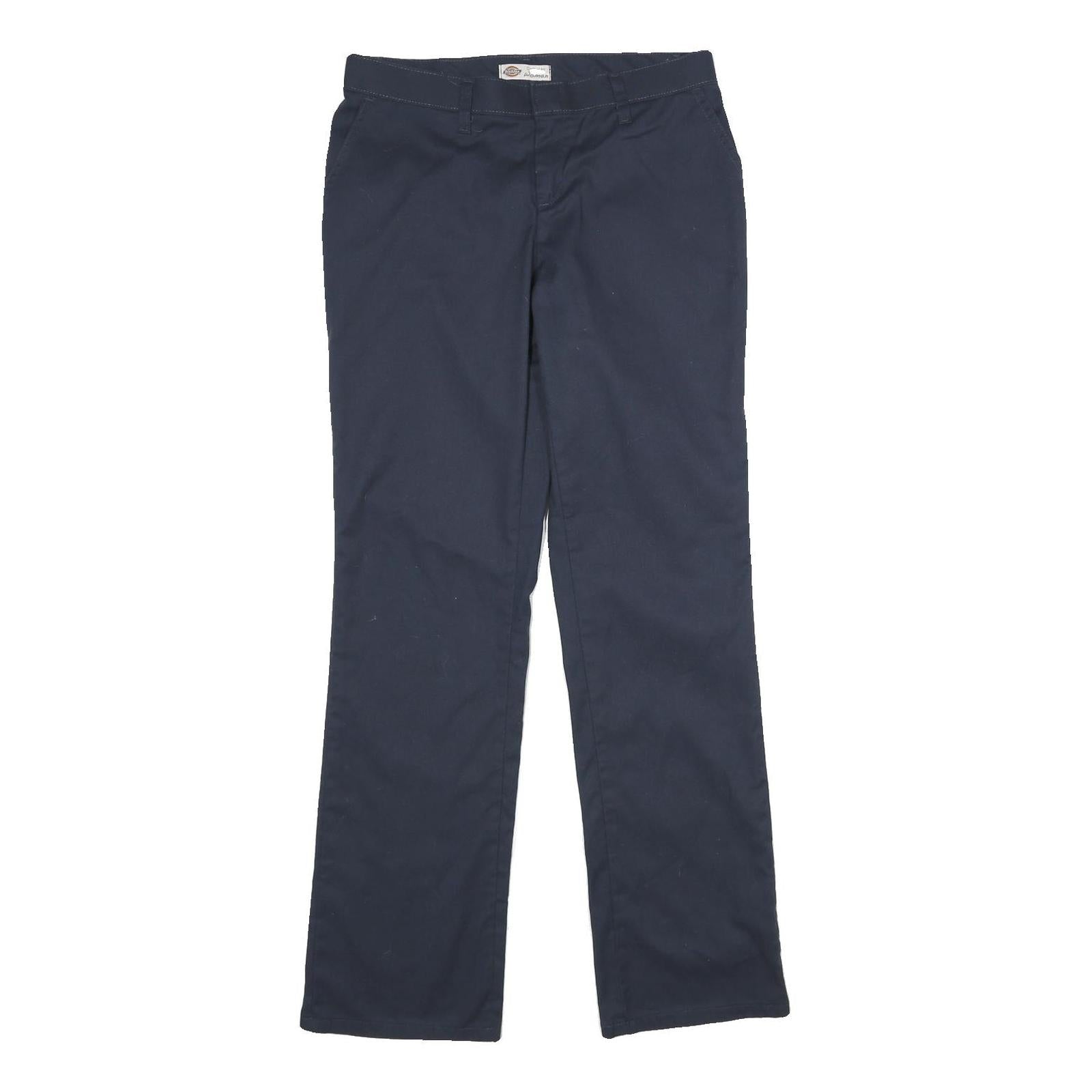 DICKIES Womens Regular Navy Blue Polyester Blend Trousers W28 L33 Zip Closure