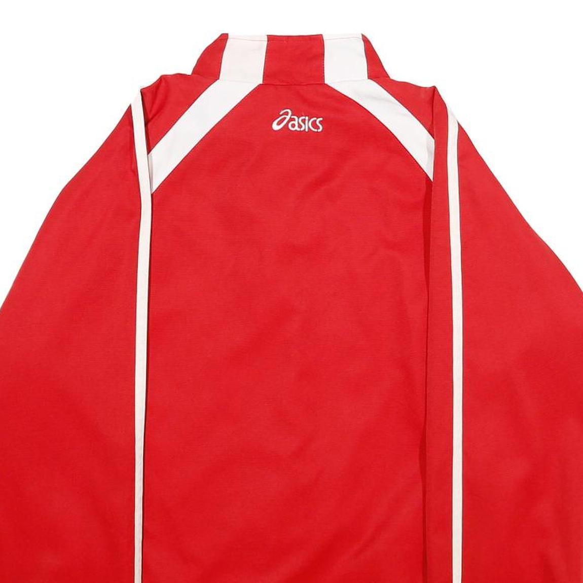 ASICS Womens Red & White Cheerleader Jacket M Polyester Zip Casual Sportswear