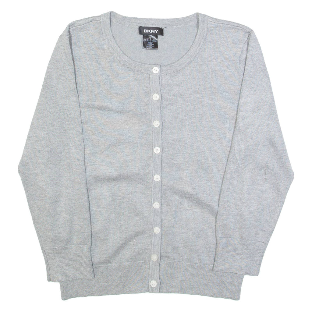 DKNY Womens Cardigan Grey Tight Knit M