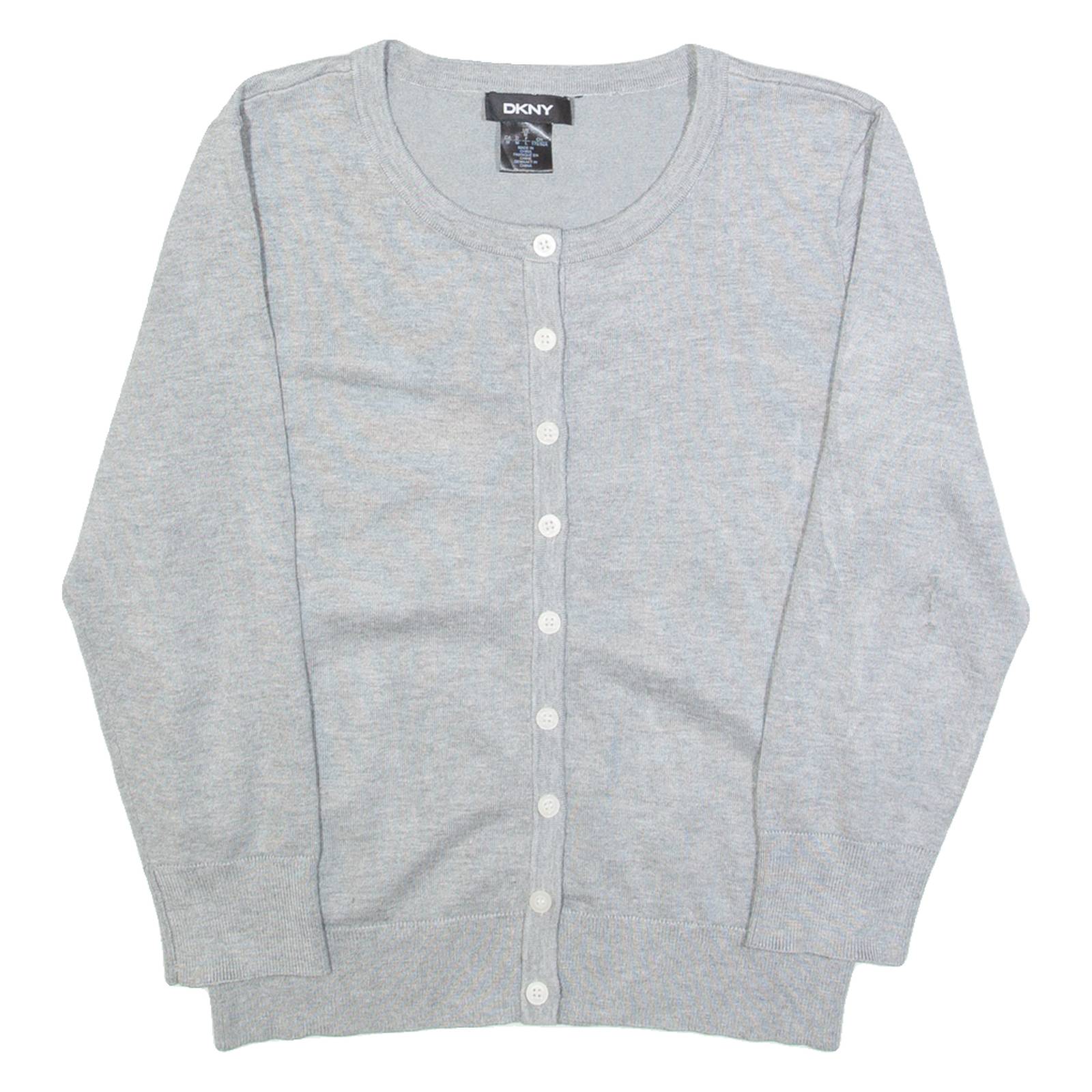 DKNY Womens Cardigan Grey Tight Knit M