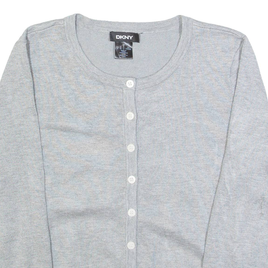 DKNY Womens Cardigan Grey Tight Knit M