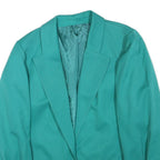 Womens Turquoise Blue Classic Jacket XL Polyester Blend Plain Zip Buttoned Cuffs