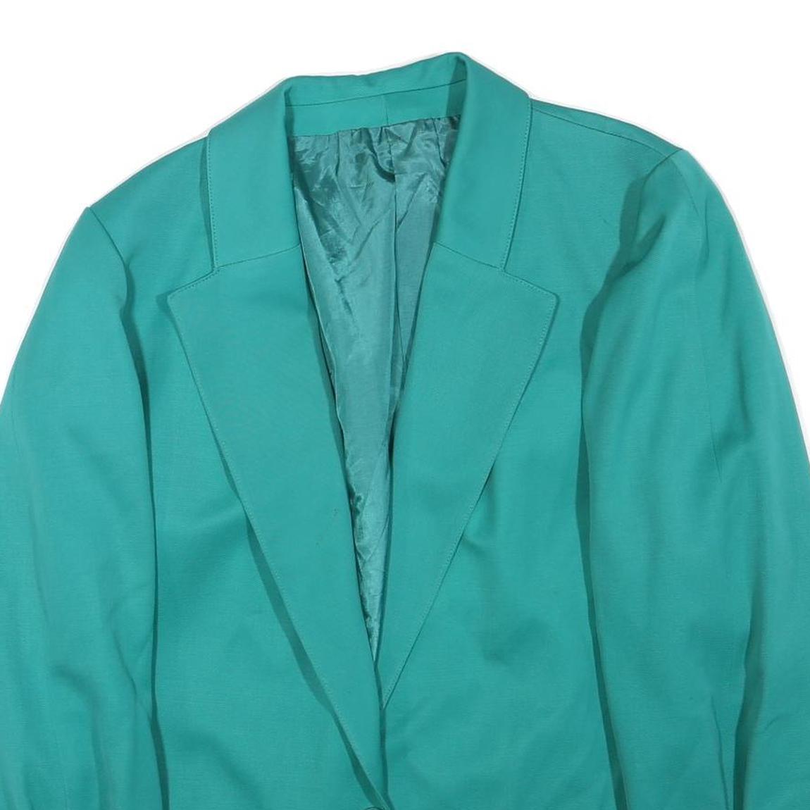 Womens Turquoise Blue Classic Jacket XL Polyester Blend Plain Zip Buttoned Cuffs