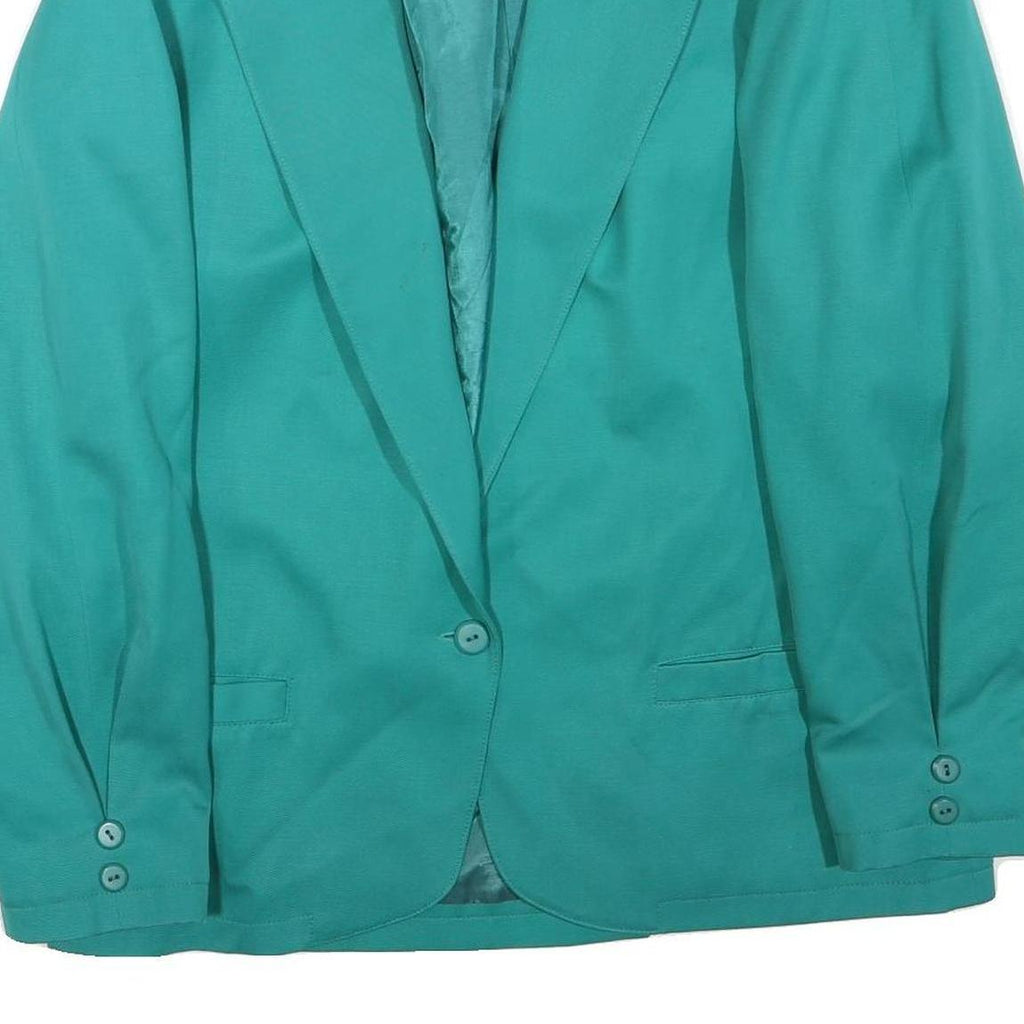 Womens Turquoise Blue Classic Jacket XL Polyester Blend Plain Zip Buttoned Cuffs