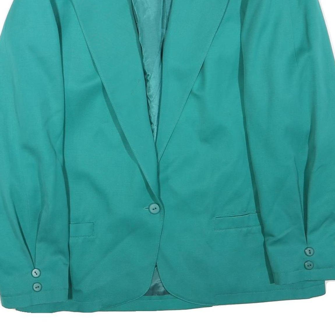 Womens Turquoise Blue Classic Jacket XL Polyester Blend Plain Zip Buttoned Cuffs