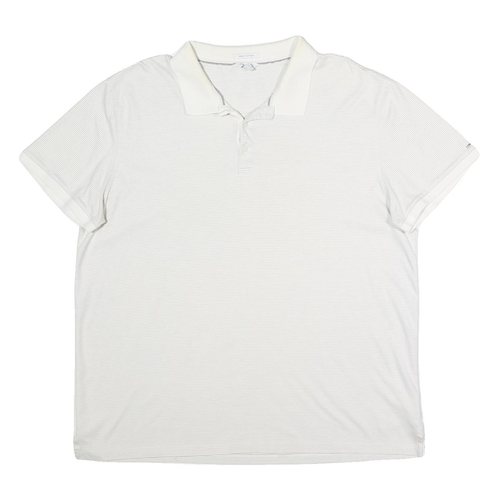 CALVIN KLEIN Mens White & Grey Thin Stripe Short Sleeve Polo Shirt 2XL Cotton