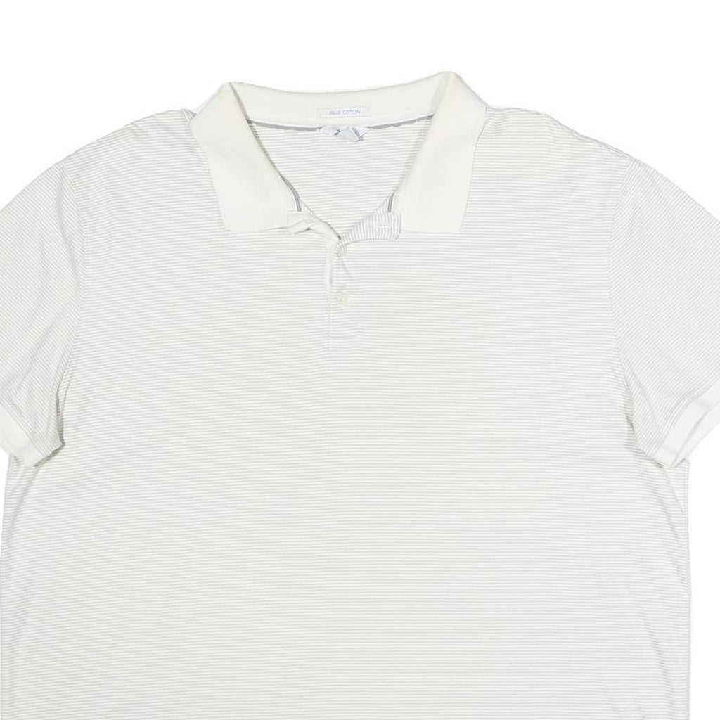 CALVIN KLEIN Mens White & Grey Thin Stripe Short Sleeve Polo Shirt 2XL Cotton