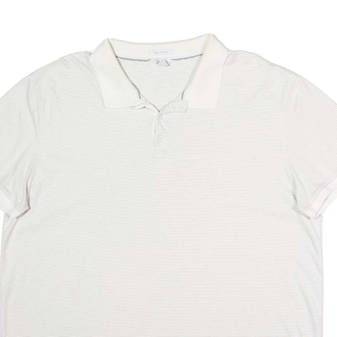 CALVIN KLEIN Mens White & Grey Thin Stripe Short Sleeve Polo Shirt 2XL Cotton