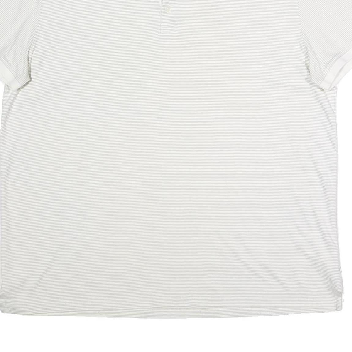 CALVIN KLEIN Mens White & Grey Thin Stripe Short Sleeve Polo Shirt 2XL Cotton