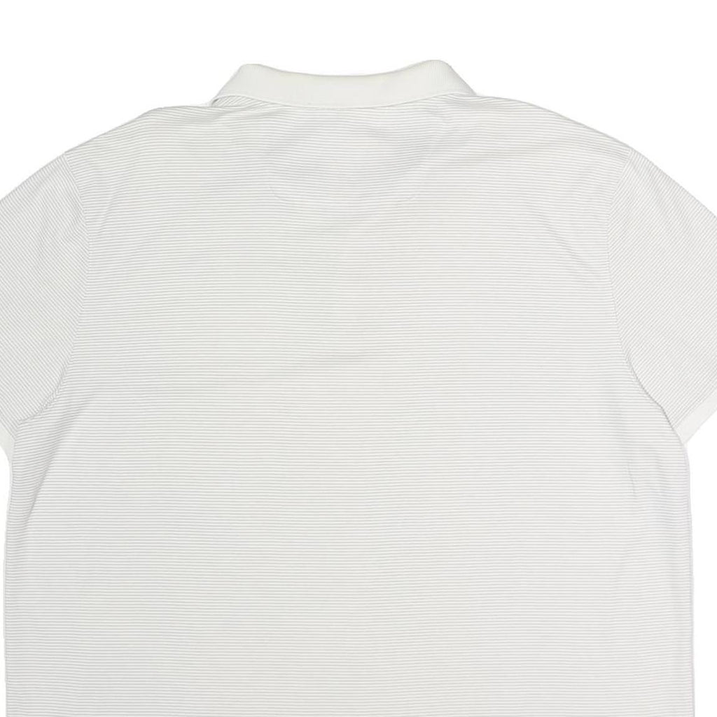 CALVIN KLEIN Mens White & Grey Thin Stripe Short Sleeve Polo Shirt 2XL Cotton