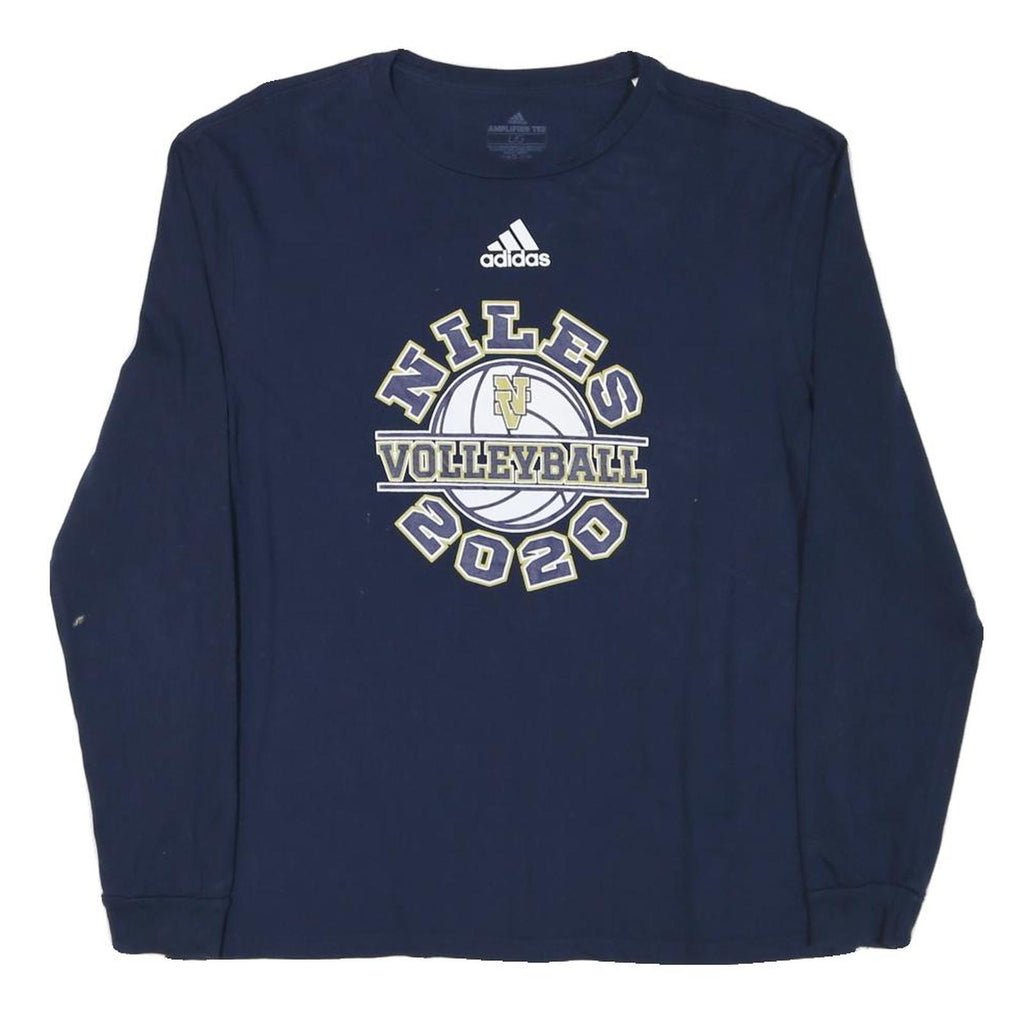 ADIDAS Mens Navy Blue Niles Volleyball 2020 Long Sleeve Crew Neck T-Shirt L