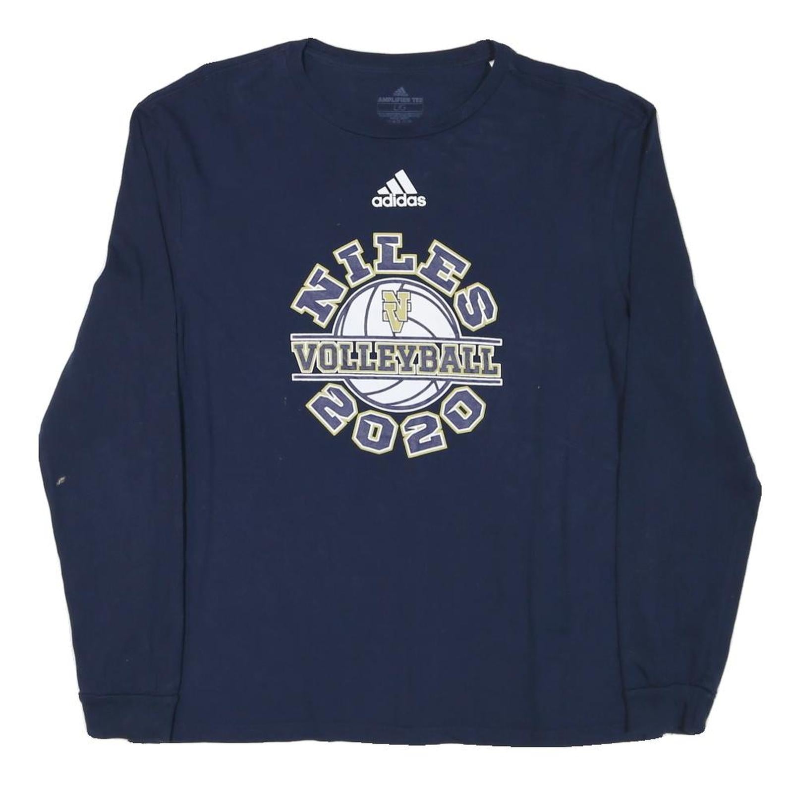 ADIDAS Mens Navy Blue Niles Volleyball 2020 Long Sleeve Crew Neck T-Shirt L