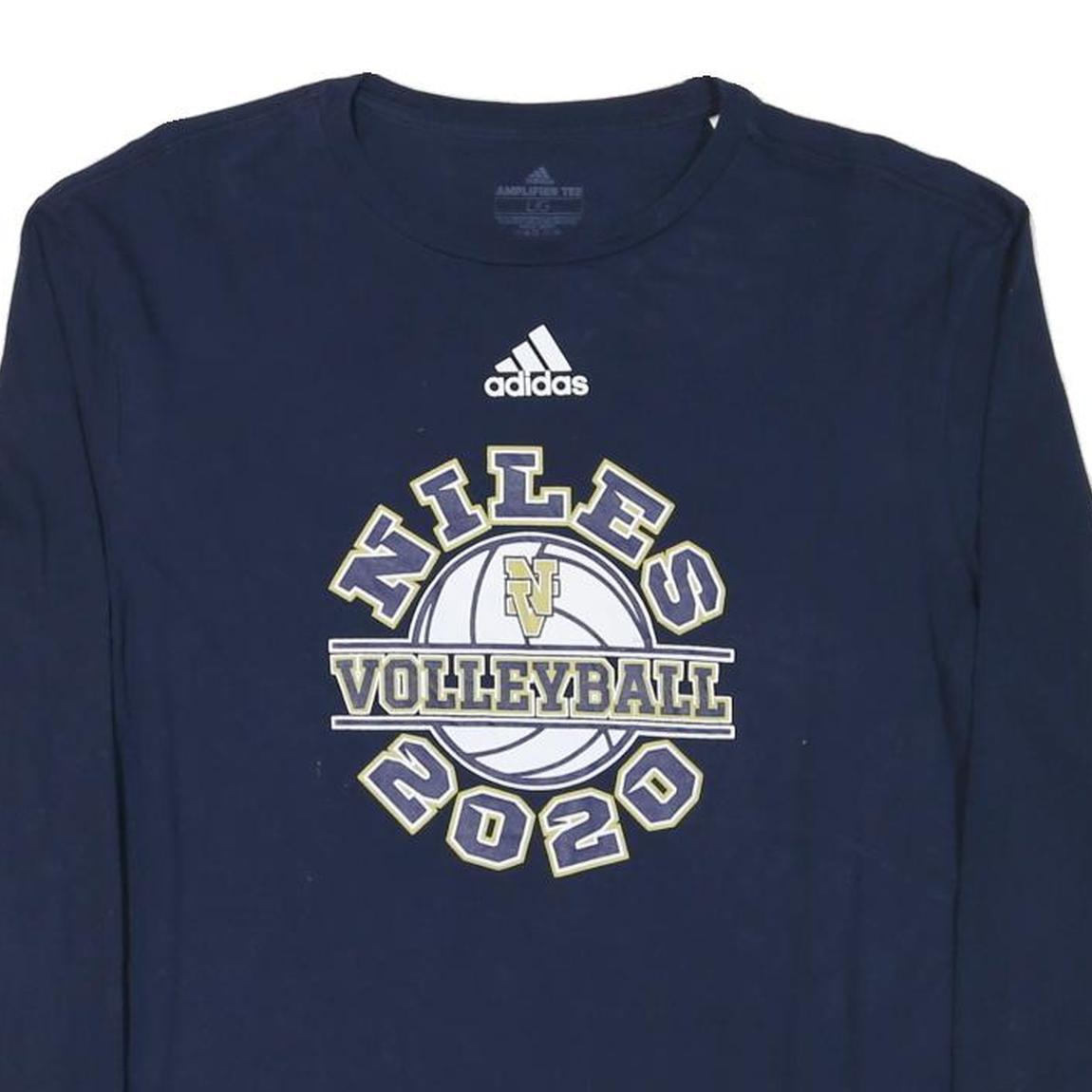 ADIDAS Mens Navy Blue Niles Volleyball 2020 Long Sleeve Crew Neck T-Shirt L