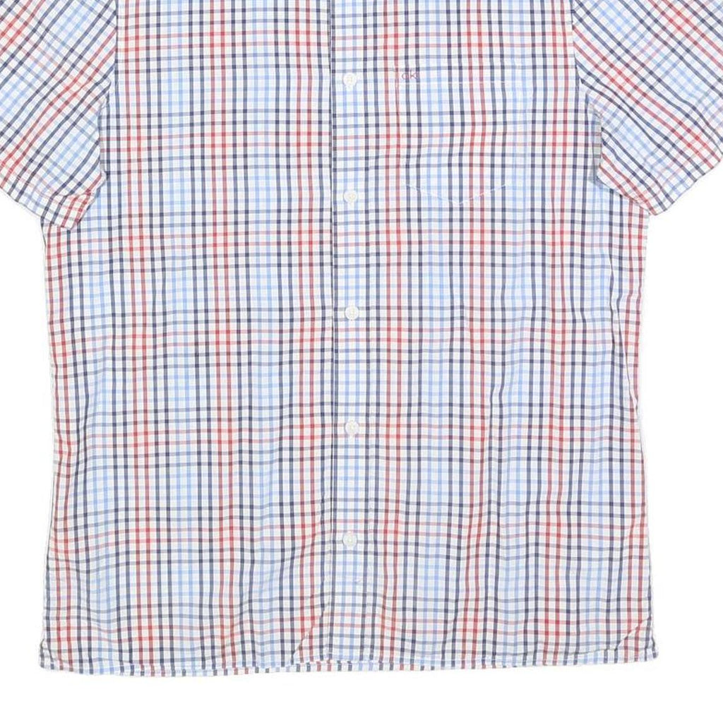 CALVIN KLEIN Mens Blue & Red Check Short Sleeve Shirt S Cotton Casual Summer
