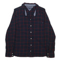 TOMMY HILFIGER Womens Navy Blue & Red Checked Shirt L Long Sleeve Cotton Blend