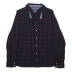 TOMMY HILFIGER Womens Navy Blue & Red Checked Shirt L Long Sleeve Cotton Blend