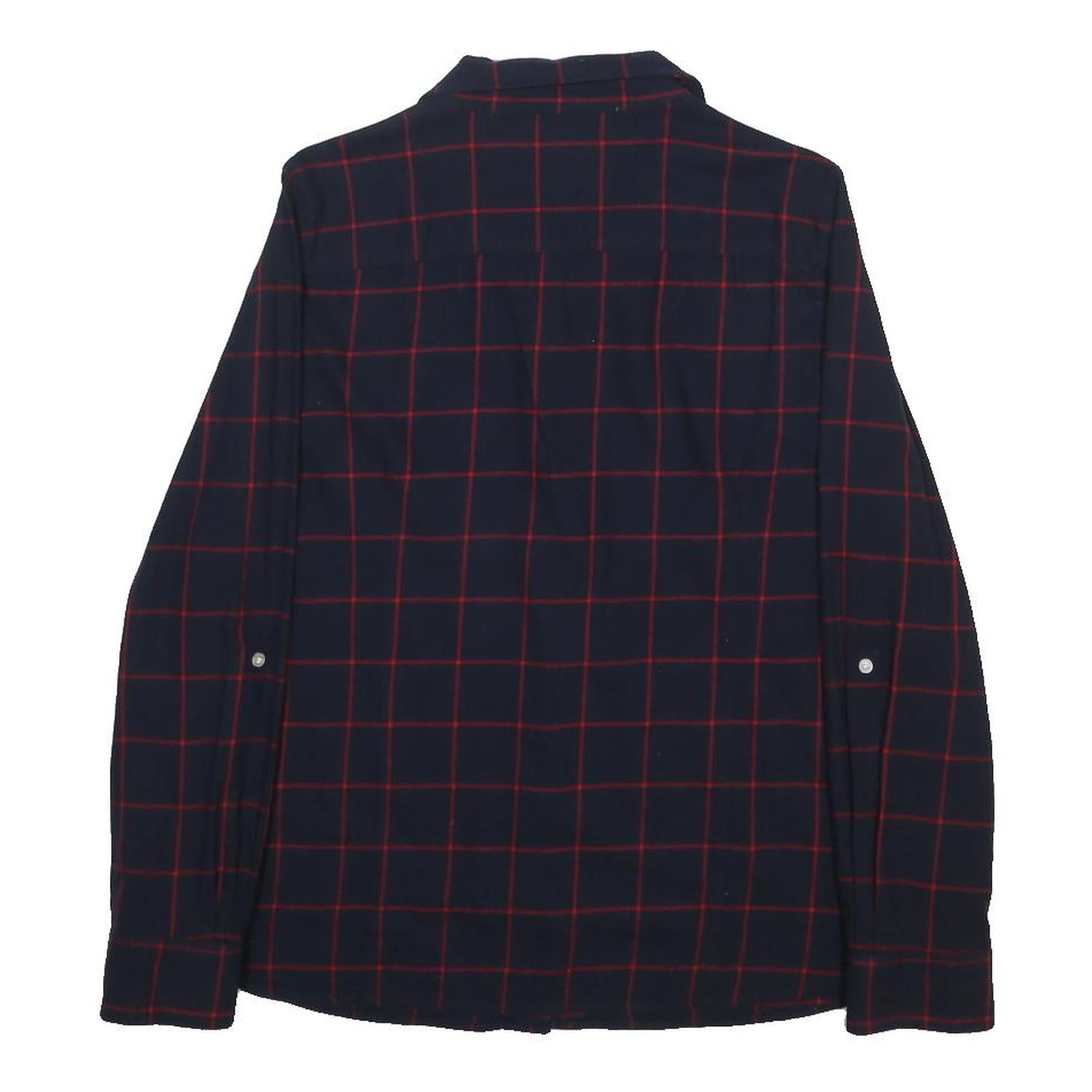 TOMMY HILFIGER Womens Navy Blue & Red Checked Shirt L Long Sleeve Cotton Blend