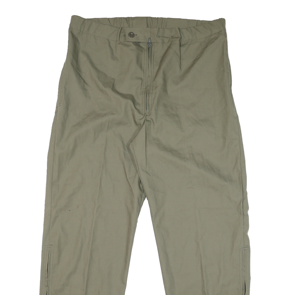 Mens Classic Beige Cotton Blend Trousers W38 L31 Zip Closure Straight Leg