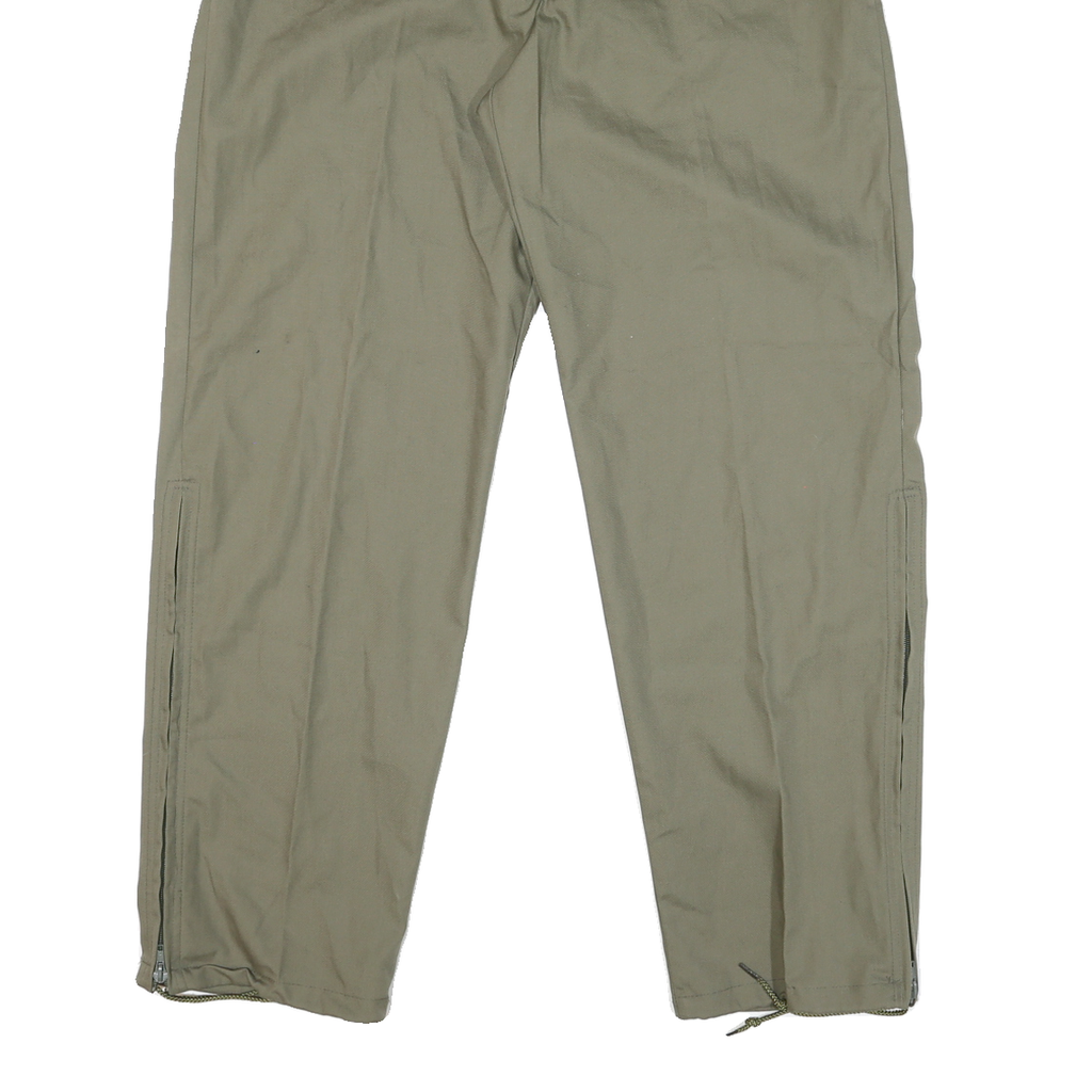 Mens Classic Beige Cotton Blend Trousers W38 L31 Zip Closure Straight Leg